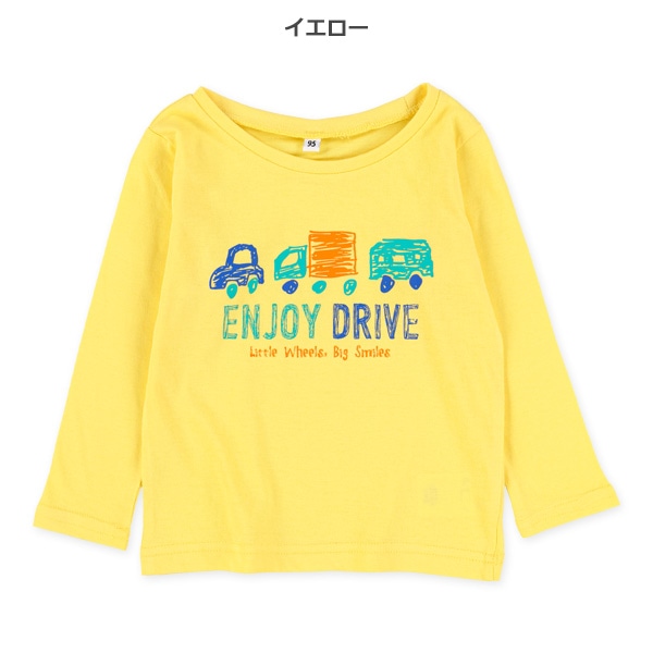 くるまクレヨンプリント長袖Tシャツ