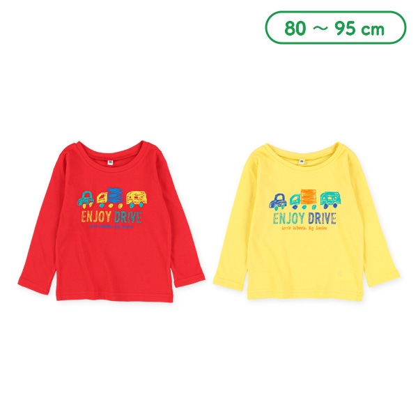 くるまクレヨンプリント長袖Tシャツ