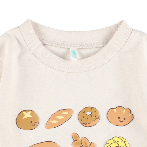 発泡プリント長袖Tシャツ（天気・パン・いぬ）