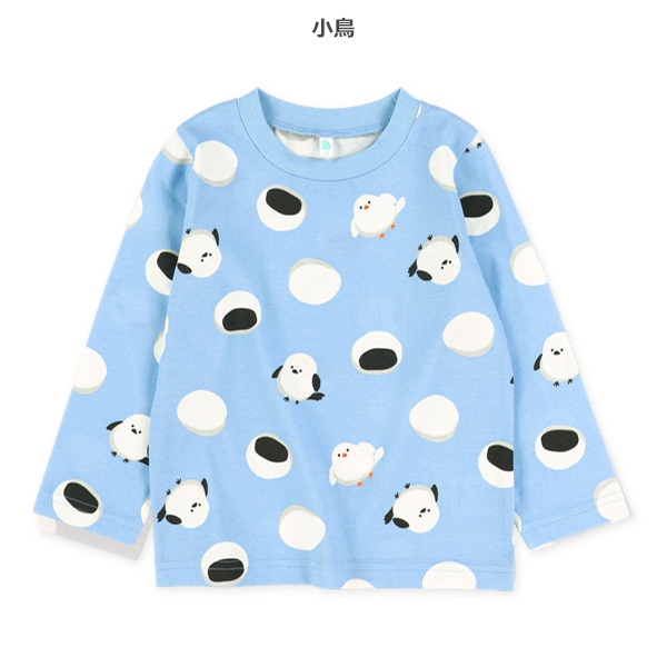タコ・小鳥・おにぎり総柄長袖Tシャツ