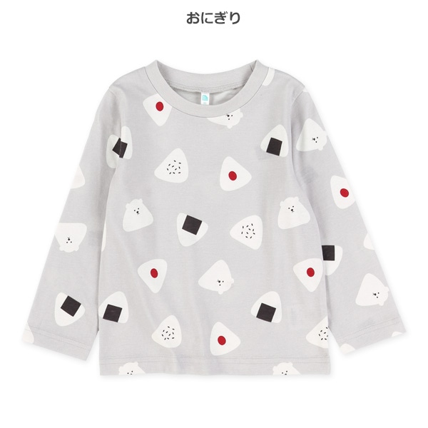 タコ・小鳥・おにぎり総柄長袖Tシャツ