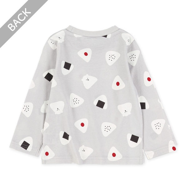 タコ・小鳥・おにぎり総柄長袖Tシャツ