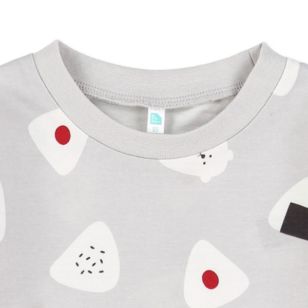 タコ・小鳥・おにぎり総柄長袖Tシャツ