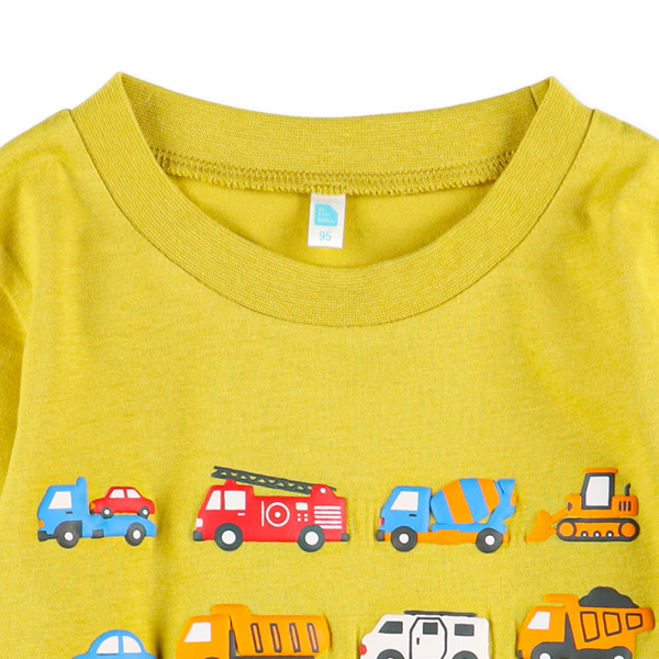 発泡プリント長袖Tシャツ（はたらくくるま・モンスター・のりもの）