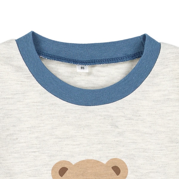 袖ワッフルポケットくま長袖Tシャツ