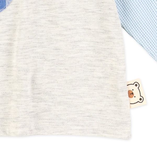 袖ワッフルポケットくま長袖Tシャツ