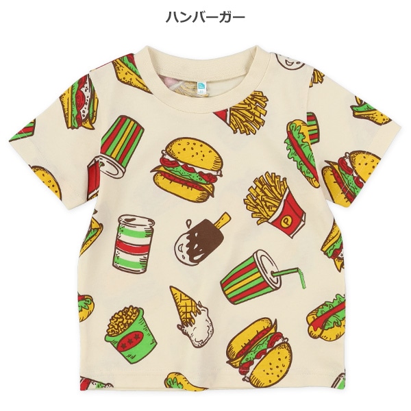 パン・ハンバーガー・おにぎり総柄半袖Tシャツ
