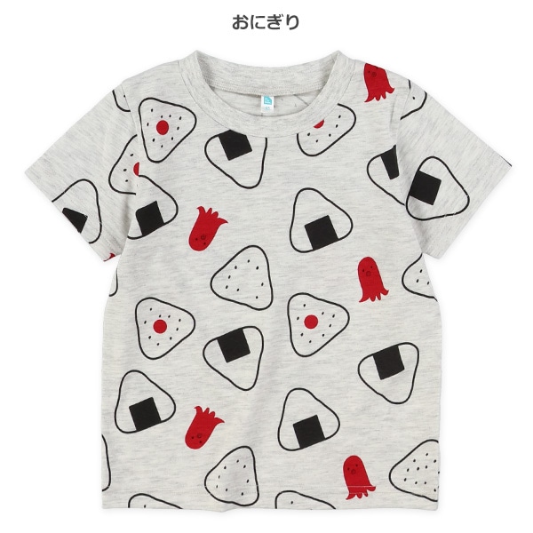 パン・ハンバーガー・おにぎり総柄半袖Tシャツ