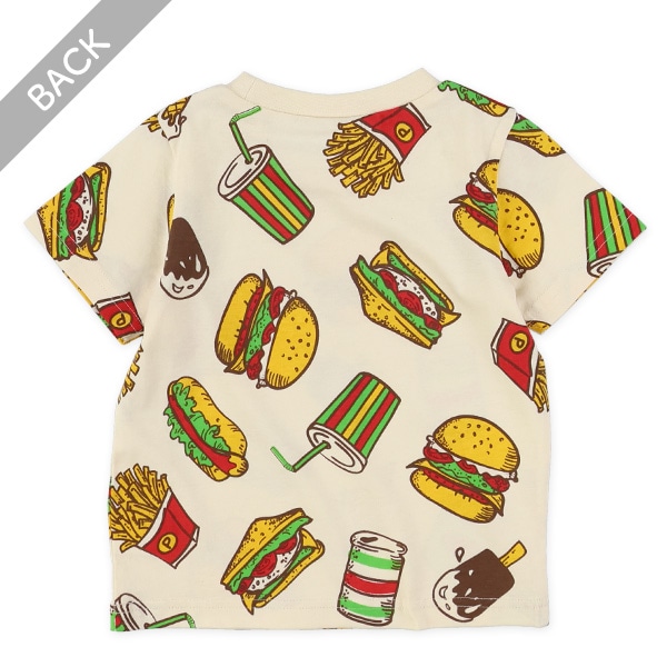 パン・ハンバーガー・おにぎり総柄半袖Tシャツ