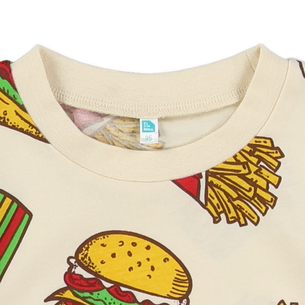 パン・ハンバーガー・おにぎり総柄半袖Tシャツ