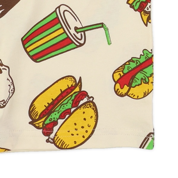 パン・ハンバーガー・おにぎり総柄半袖Tシャツ