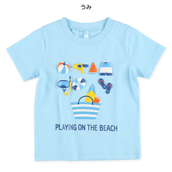 どうぶつ・くるま・うみ発泡プリント半袖Tシャツ