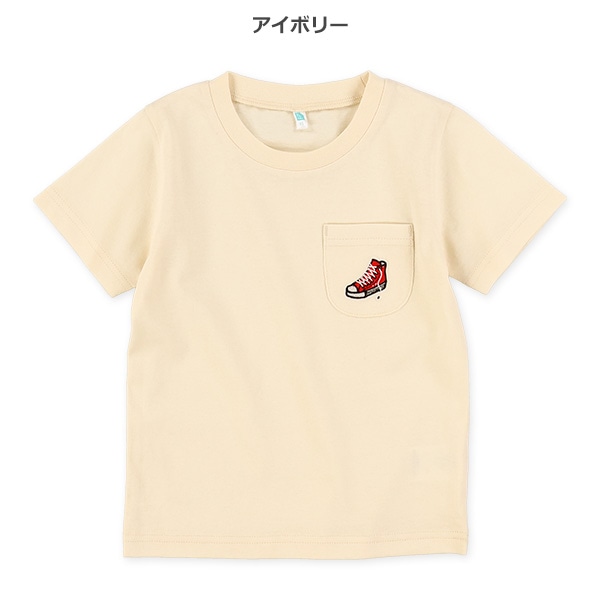 ポケット刺繍プリント半袖Tシャツ