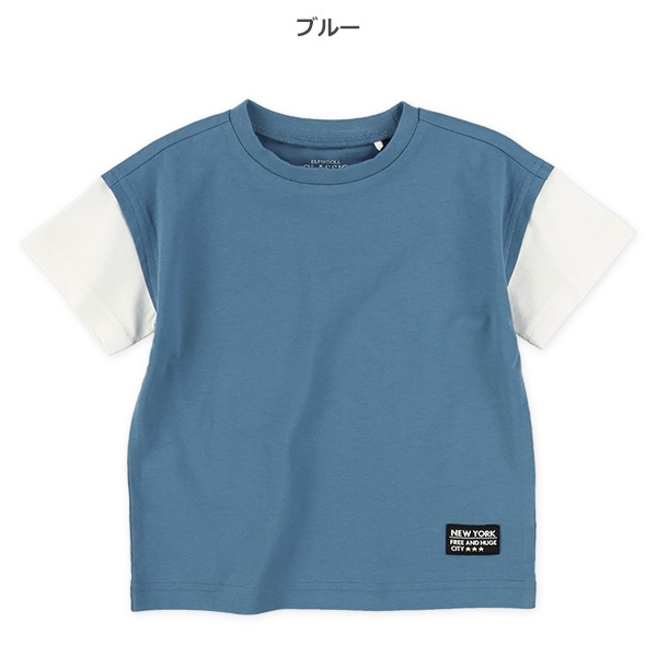 裾ワンポイントレイヤード風半袖Tシャツ