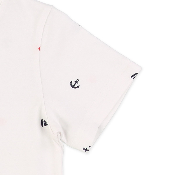 マリン柄プリント半袖Tシャツ