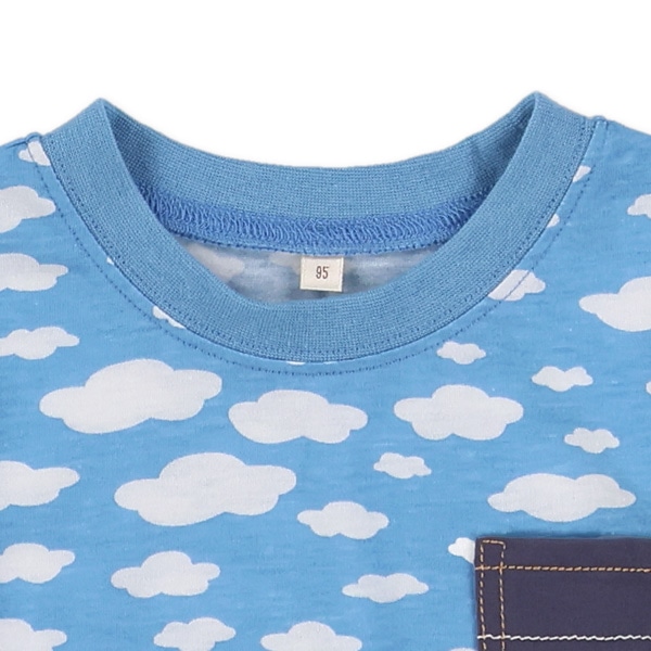 雲総柄胸ポケット半袖Tシャツ