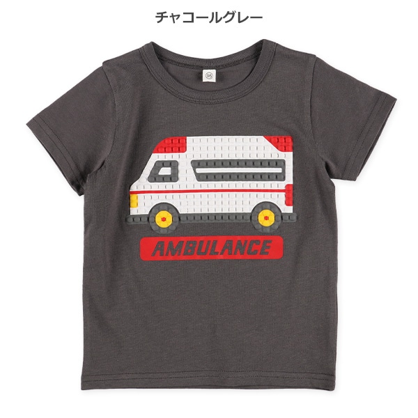 はたらくくるま発泡ブロック半袖Tシャツ