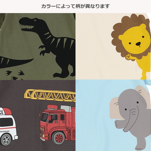 アニマル・恐竜・はたらくくるまひょっこり半袖Tシャツ