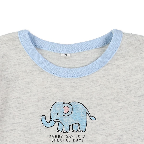 袖配色アニマルプリント半袖Tシャツ