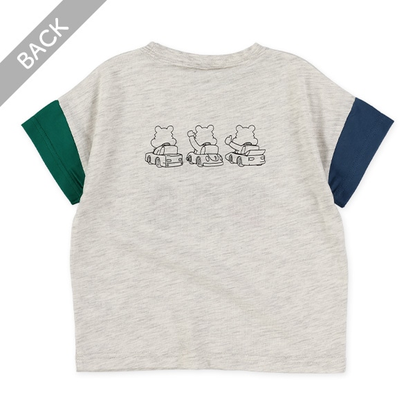 くまトリオくるま半袖Tシャツ