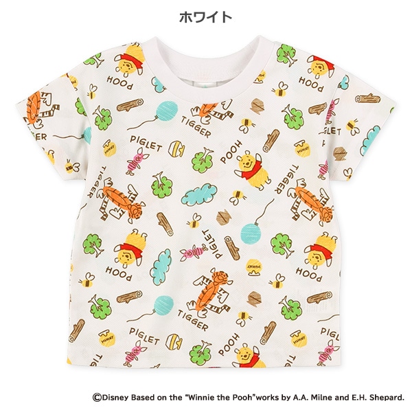 ポリエステルメッシュ総柄半袖Tシャツ（くまのプーさん）