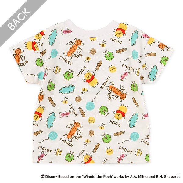 ポリエステルメッシュ総柄半袖Tシャツ（くまのプーさん）