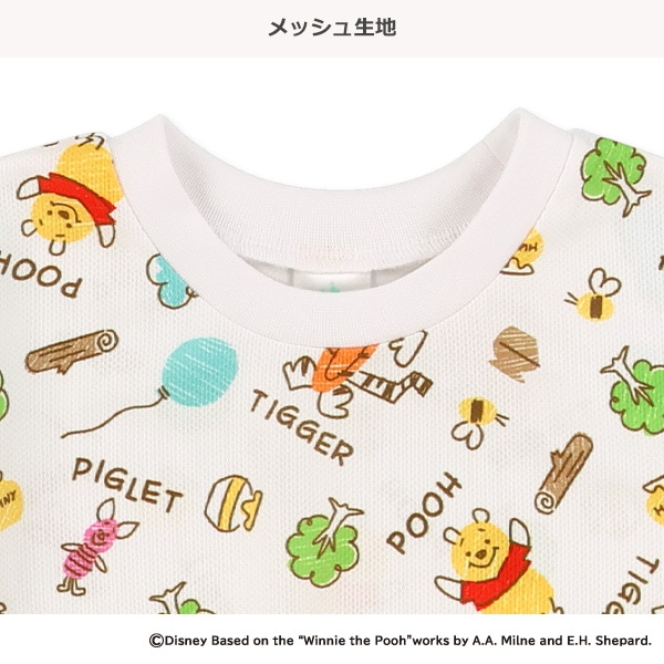 ポリエステルメッシュ総柄半袖Tシャツ（くまのプーさん）