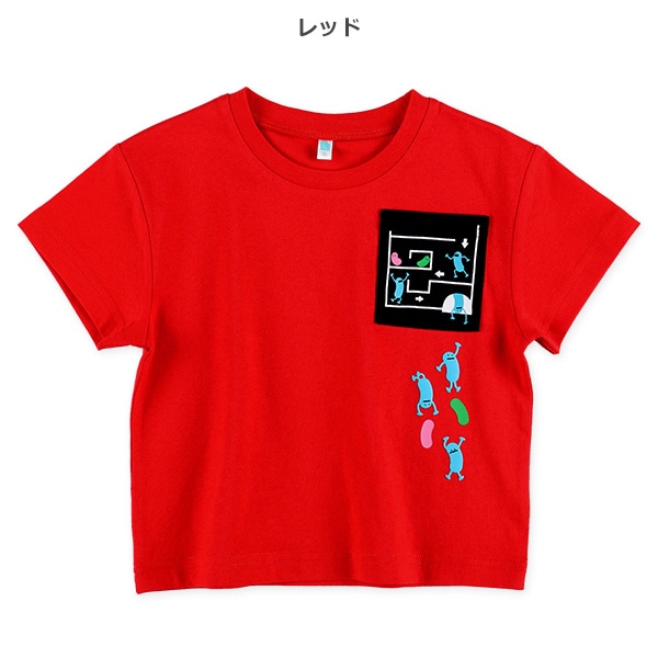 ポケットビーンズ発泡プリント半袖Tシャツ
