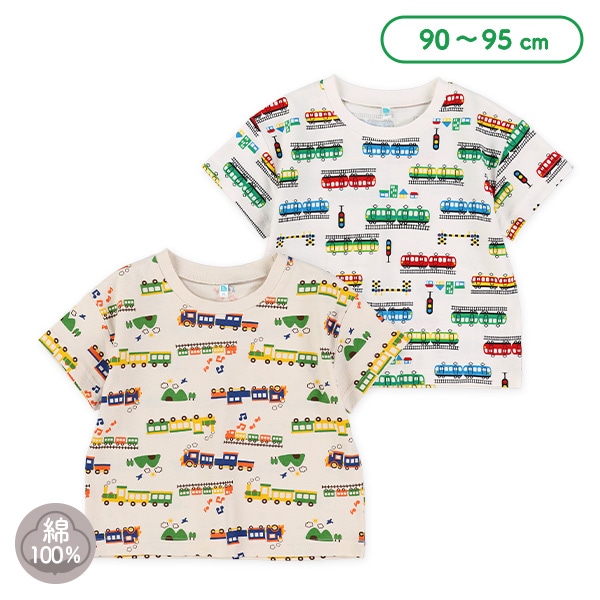 カラフル汽車電車半袖Tシャツ