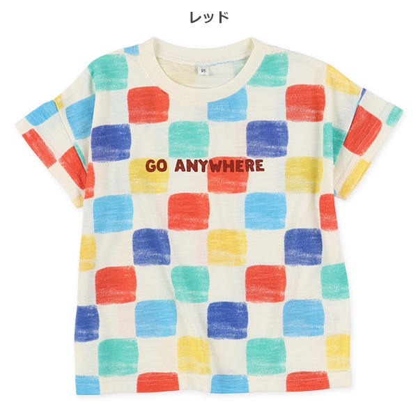 スラブ幾何学柄半袖Tシャツ