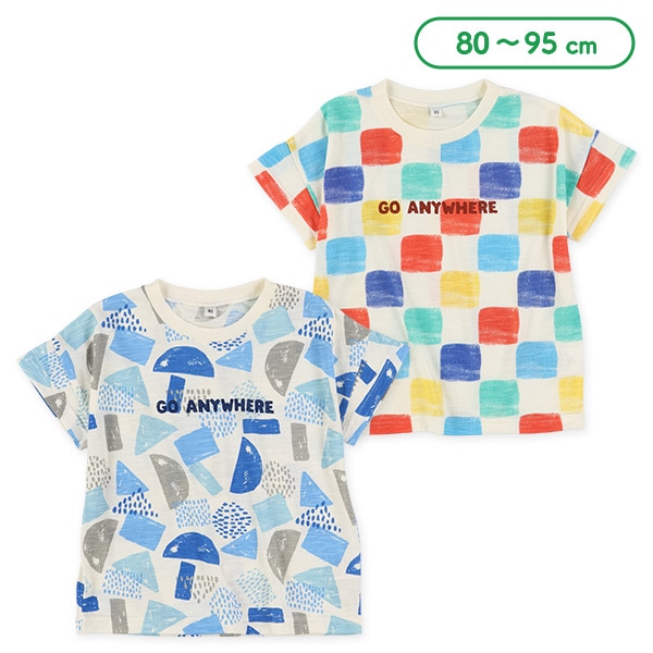 スラブ幾何学柄半袖Tシャツ