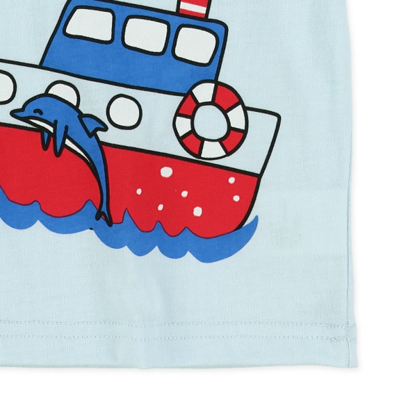 船イルカプリント半袖Tシャツ