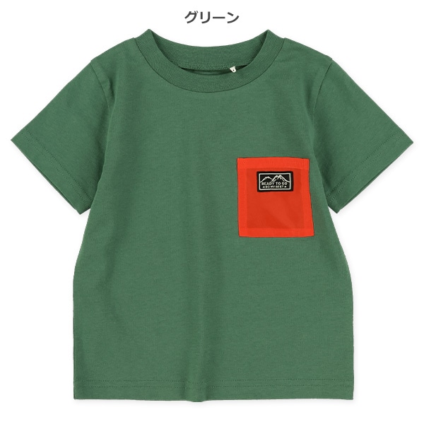 配色ポケット付き半袖Tシャツ