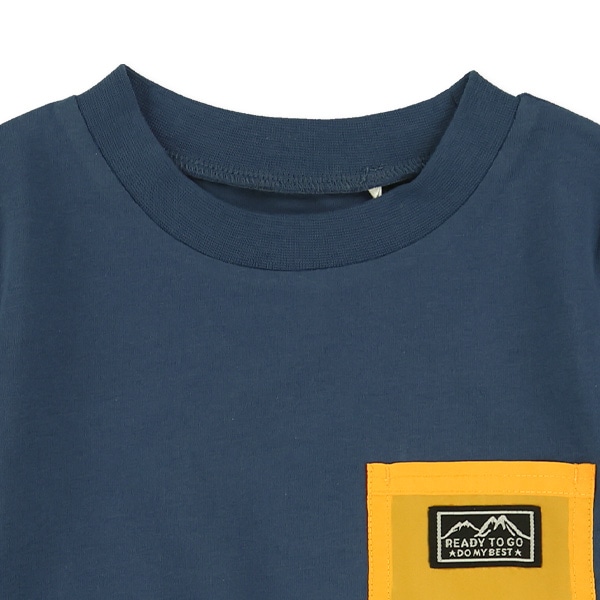 配色ポケット付き半袖Tシャツ