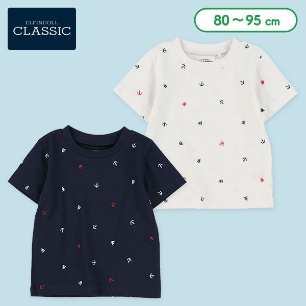 マリン総柄プリント半袖Tシャツ