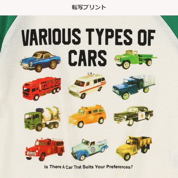 天竺くるま転写プリントラグラン半袖Tシャツ