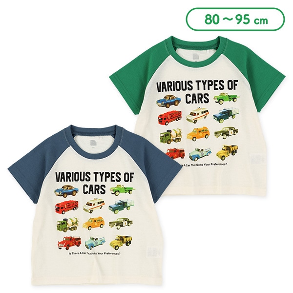 天竺くるま転写プリントラグラン半袖Tシャツ