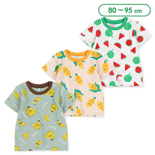 野菜フルーツ総柄半袖Tシャツ