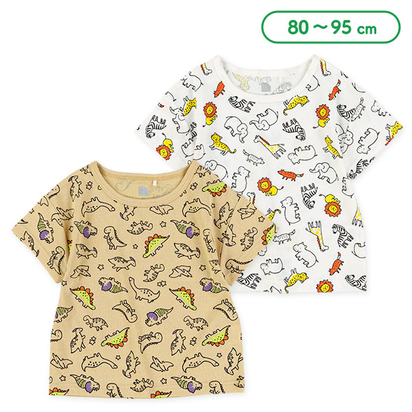 アニマル・恐竜総柄半袖Tシャツ