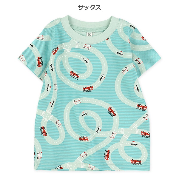 のりもの手描き風半袖Tシャツ