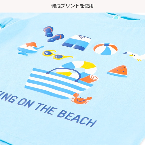 どうぶつ・くるま・おべんとう・うみ発泡プリント半袖Tシャツ