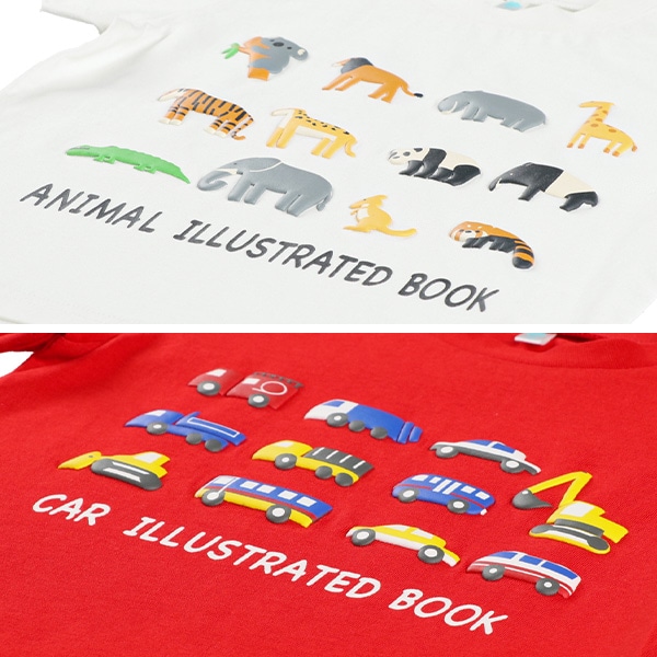 カラフル発泡プリント半袖Tシャツ（どうぶつ・くるま・恐竜・うみ）