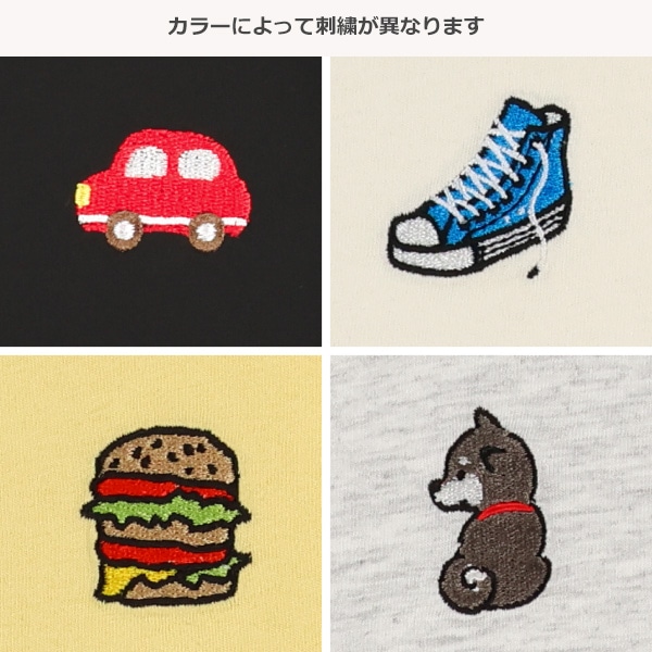 刺繍プリント半袖Tシャツ