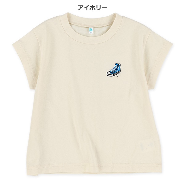刺繍プリント半袖Tシャツ