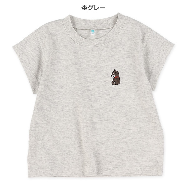 刺繍プリント半袖Tシャツ