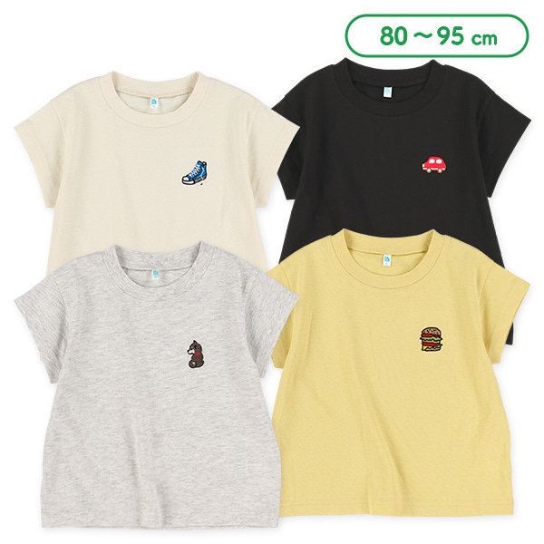 刺繍プリント半袖Tシャツ