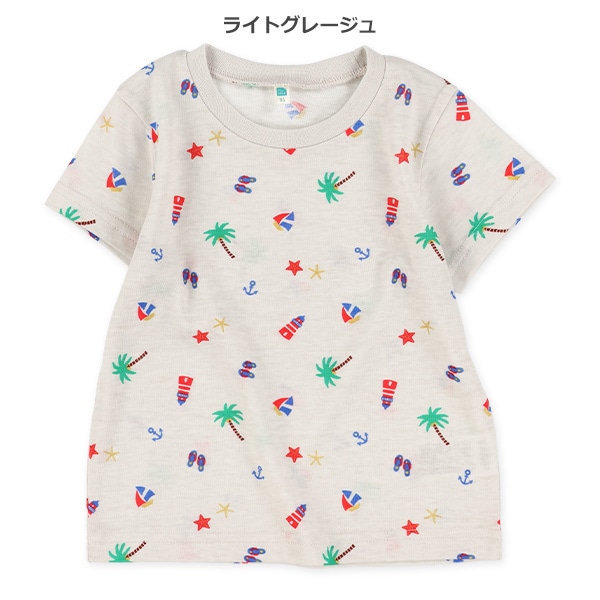 ビーチ総柄半袖Tシャツ