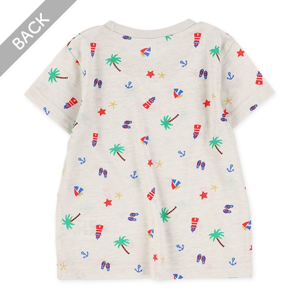 ビーチ総柄半袖Tシャツ