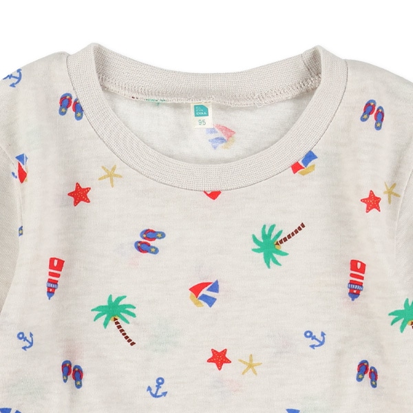 ビーチ総柄半袖Tシャツ