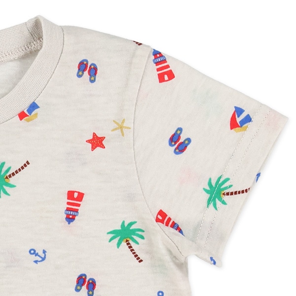 ビーチ総柄半袖Tシャツ
